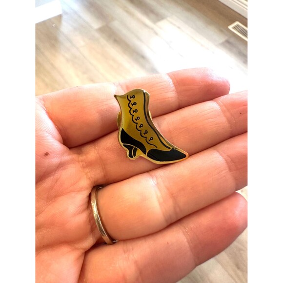 Vintage Victorian shoe boot gold and black - Picture 1 of 2